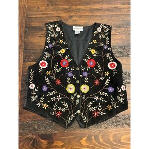 Vintage Bedford Fair Suede Floral Vest, Women's Size Medium